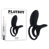 Playboy Pleasure JUST RIGHT - USB Rechargeable Cock & Balls Rings 11.7cm Black COCK RINGS